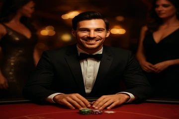 আলোকিত রুলেট চাকা ও ক্যাসিনো চিপসের দৃশ্য, যা লাইভ গেমের উত্তেজনা জাগিয়ে তোলে